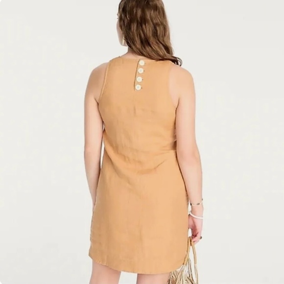NWT J. Crew Linen Button Back Sleeveless Shift Dress in Brown Size Small‎ - Picture 7 of 7